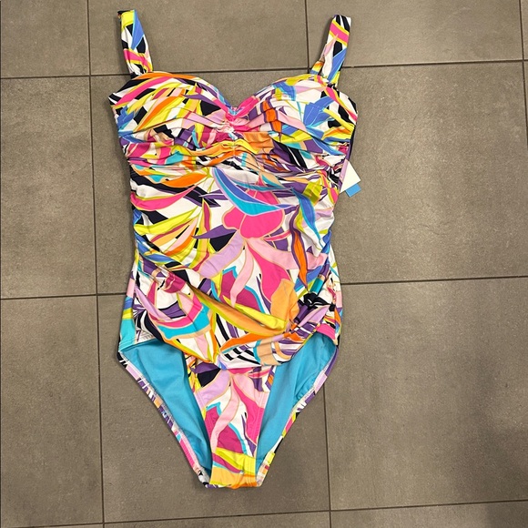 Bleu Rod Beattie Living Color Ruched One Piece Swimsuit - Picture 3 of 7